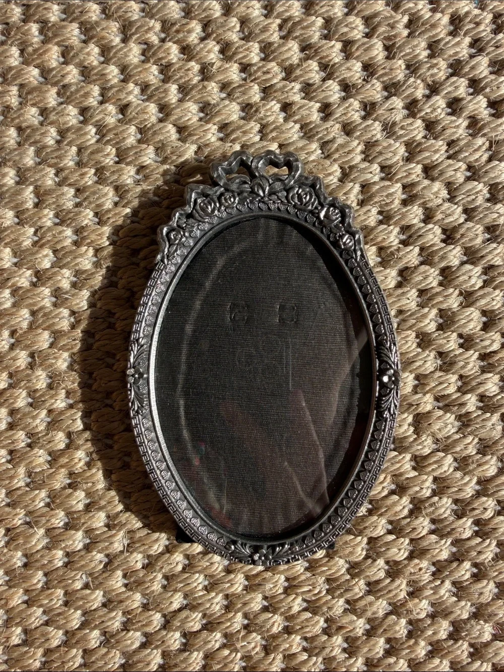 Vintage French Black Ornate Oval Picture Frame